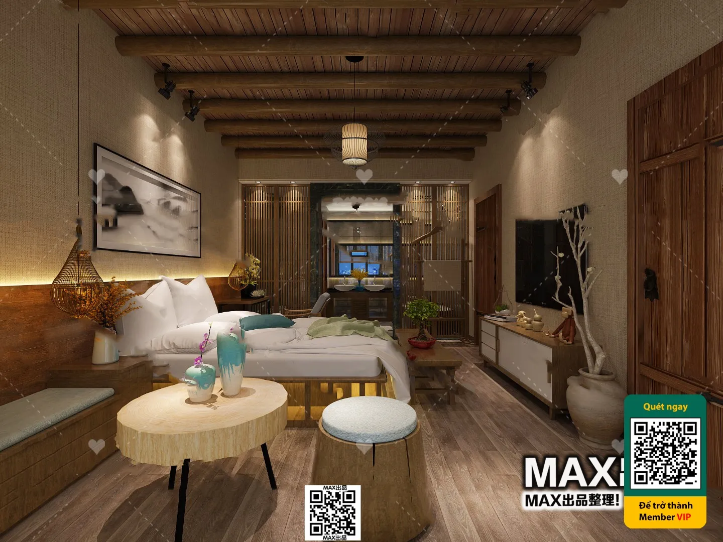 3D SCENES - WABI SABI STYLE - VRAY / CORONA - 3D MODEL - 6136