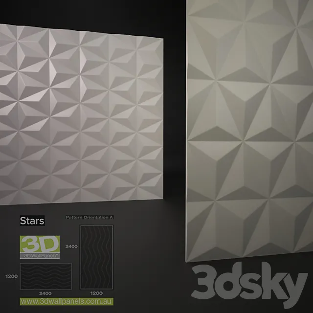 3D Wall Panels Stars 3D Model
