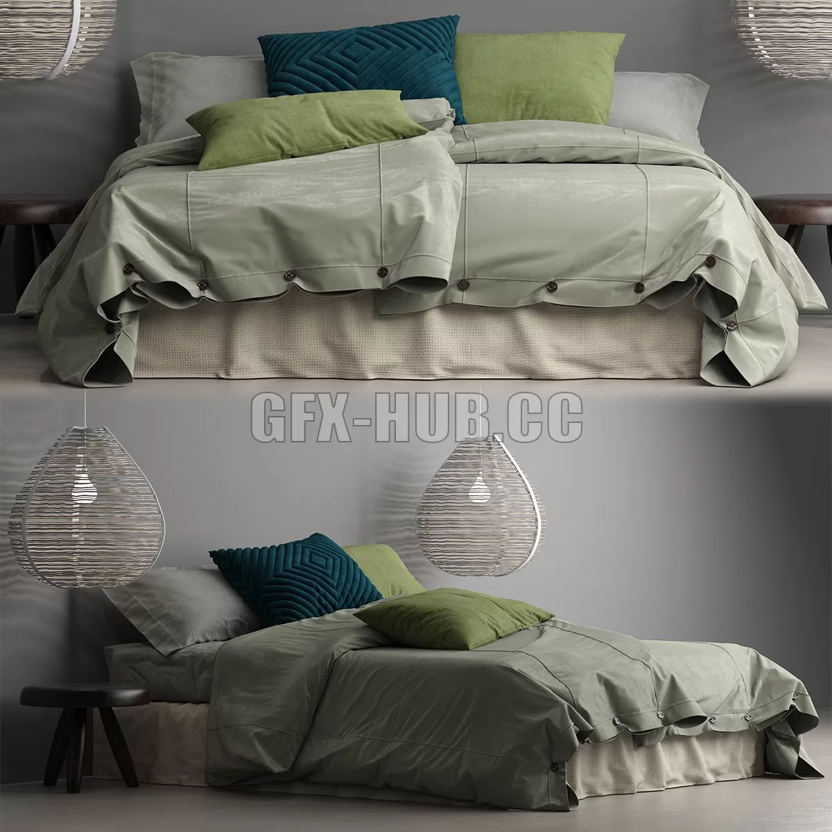 BED – Bed with wicker suspenders