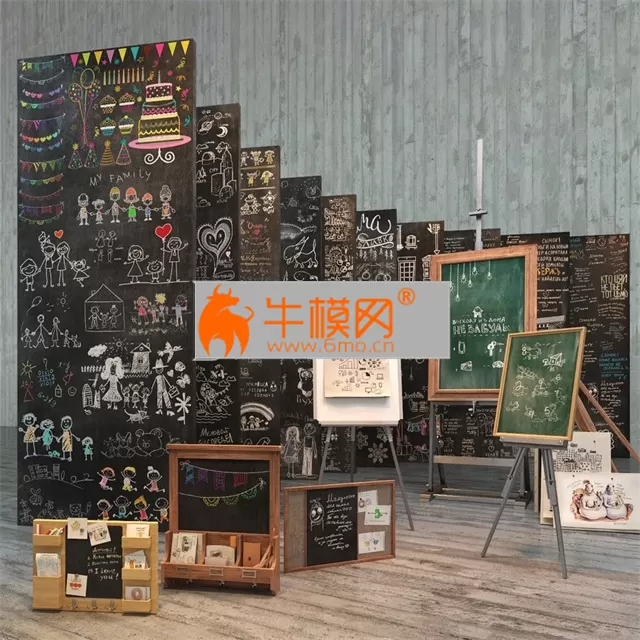 A set for creating slate surfaces with images by a chalk – 877