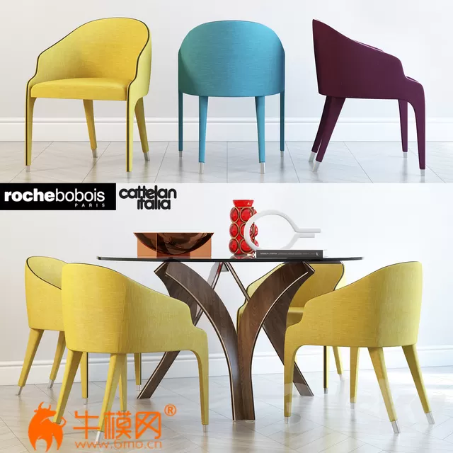 Roche Bobois chairs and Cortina table by Cattelan Italia (max, obj) – 4200