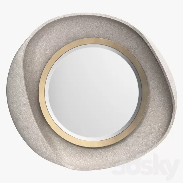 R and Y Augousti – Petal mirror in cream shagreen – 5389