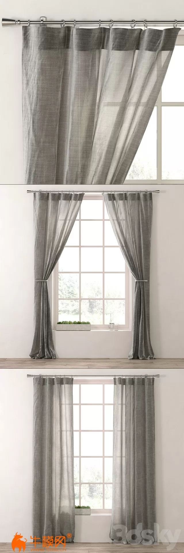 METALLIC OPAQUE LINEN DRAPERY PANEL (max, fbx) – 5446
