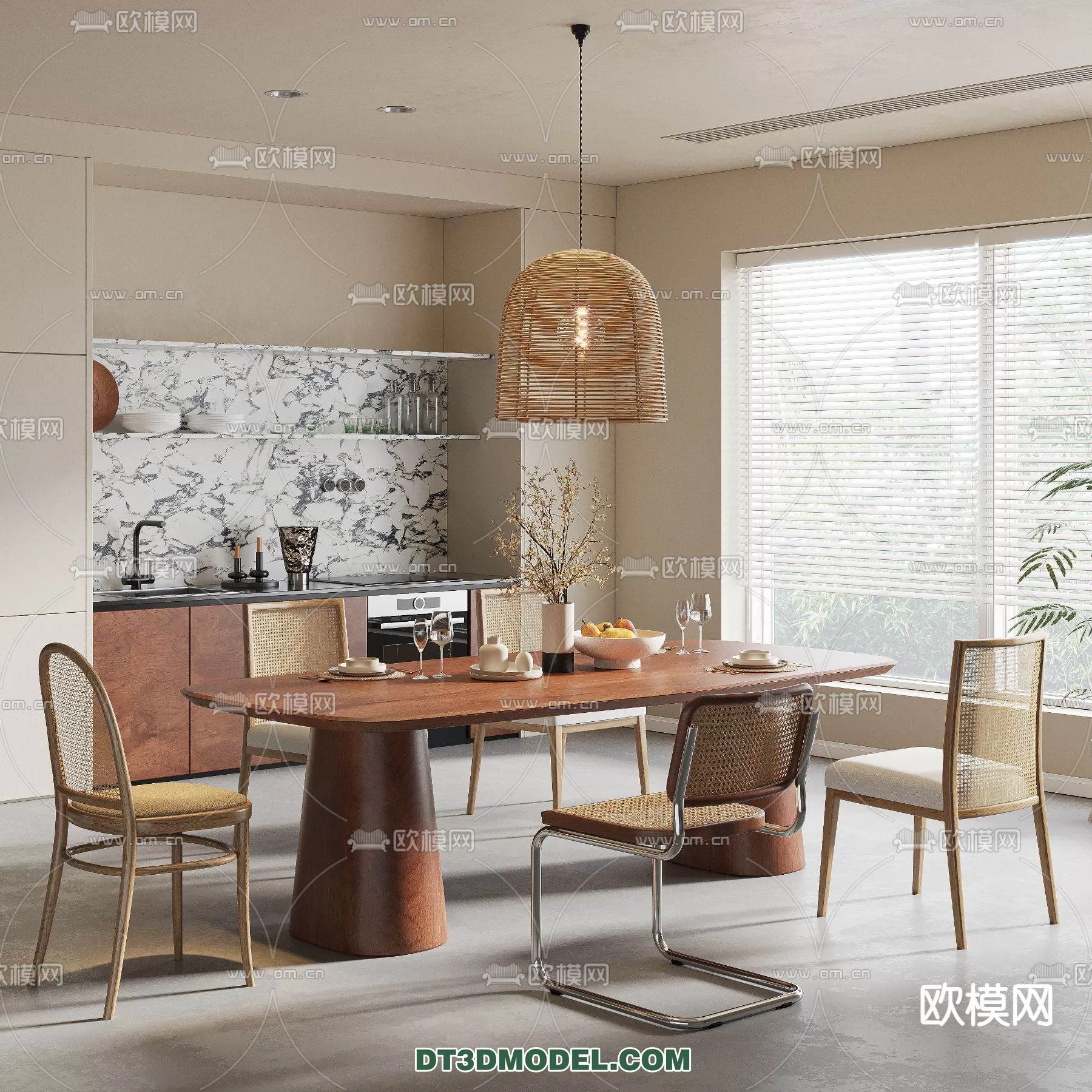 WABI SABI STYLE 3D MODELS – DINING TABLE – 0134