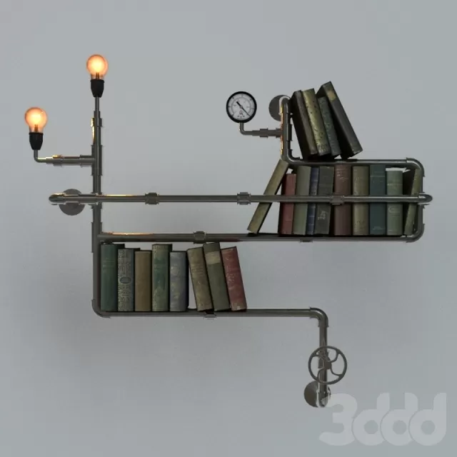декоративная книжная полочка в стиле стимпанк – 230859