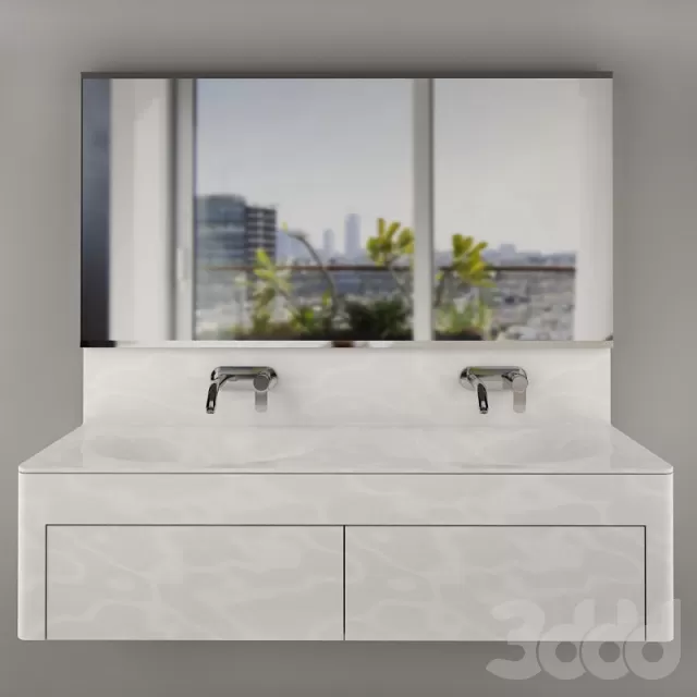 Умывальник с тумбой из corian`а – 240009