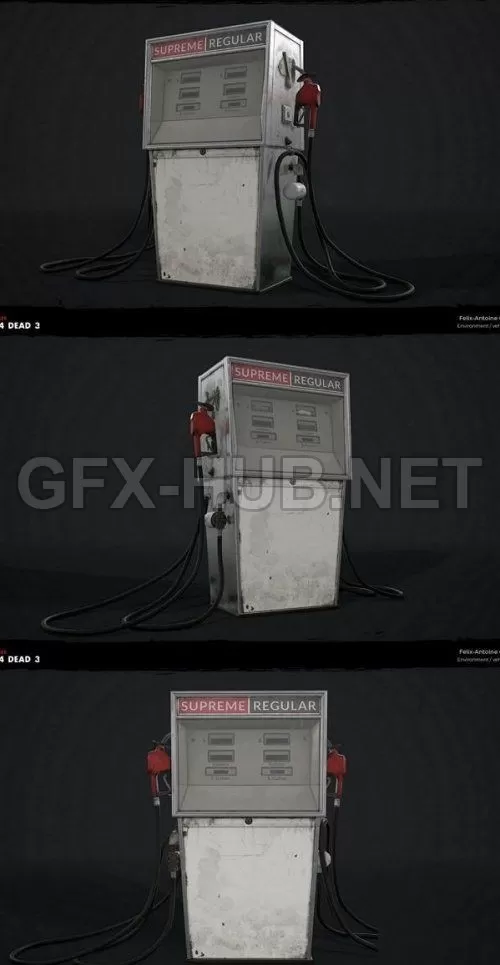 PBR Game 3D Model – 70s Gas Pump