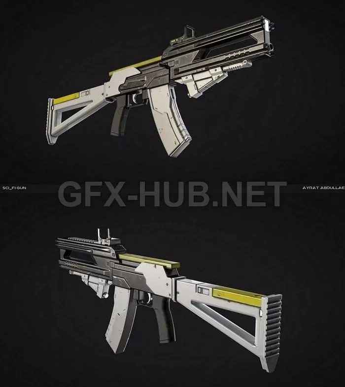 PBR Game 3D Model – Altered Carbon Sci-fi Gun