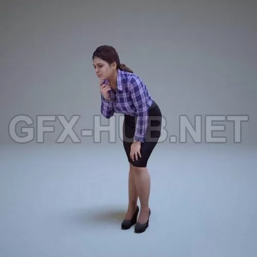 PBR Game 3D Model – Asian Business Woman Looks Low-poly