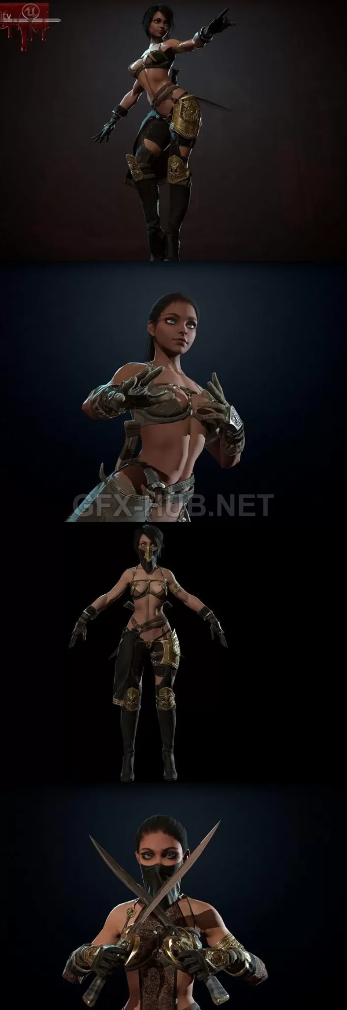 PBR Game 3D Model – Assassin Girl