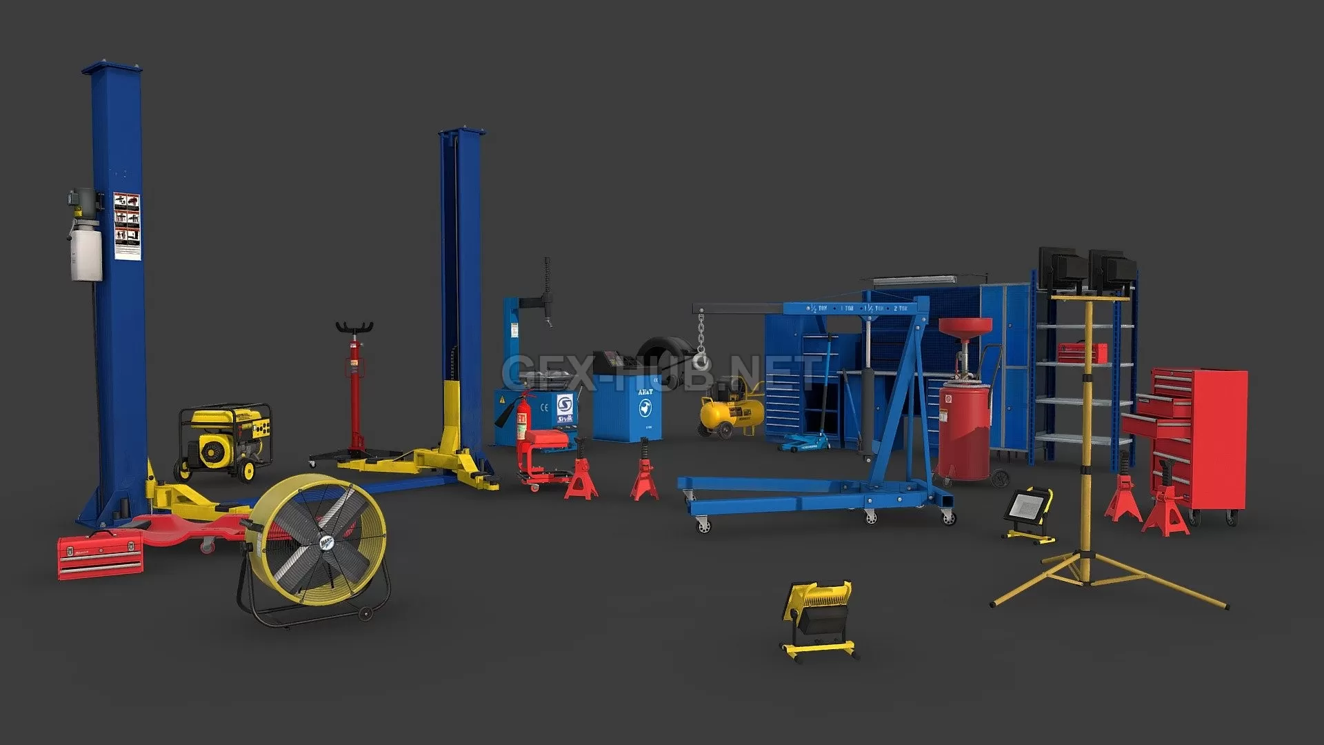 PBR Game 3D Model – Autoservice Props Pack