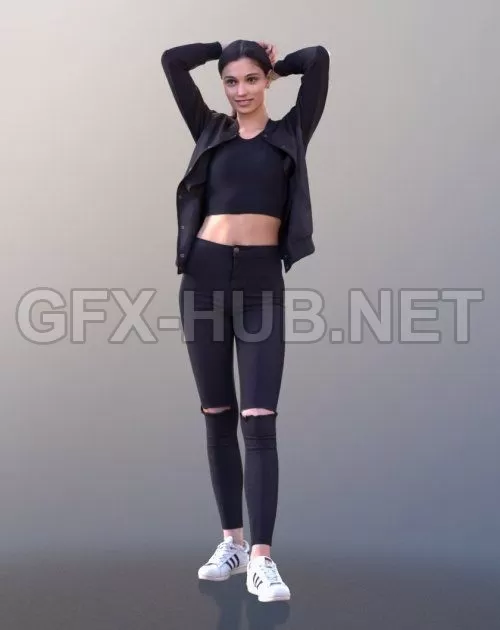 PBR Game 3D Model – Casual Girl Standing 02 Scanned