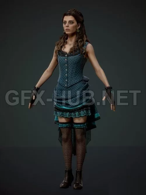 PBR Game 3D Model – Clementine from Westworld