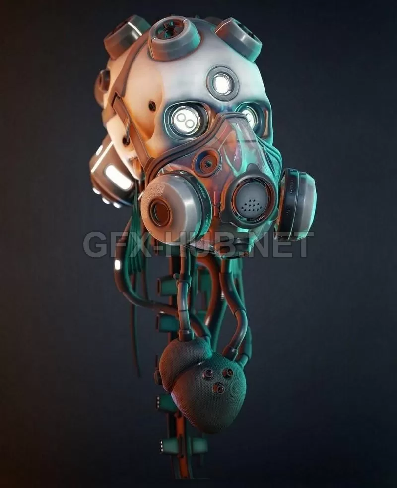 PBR Game 3D Model – Cyber Skull
