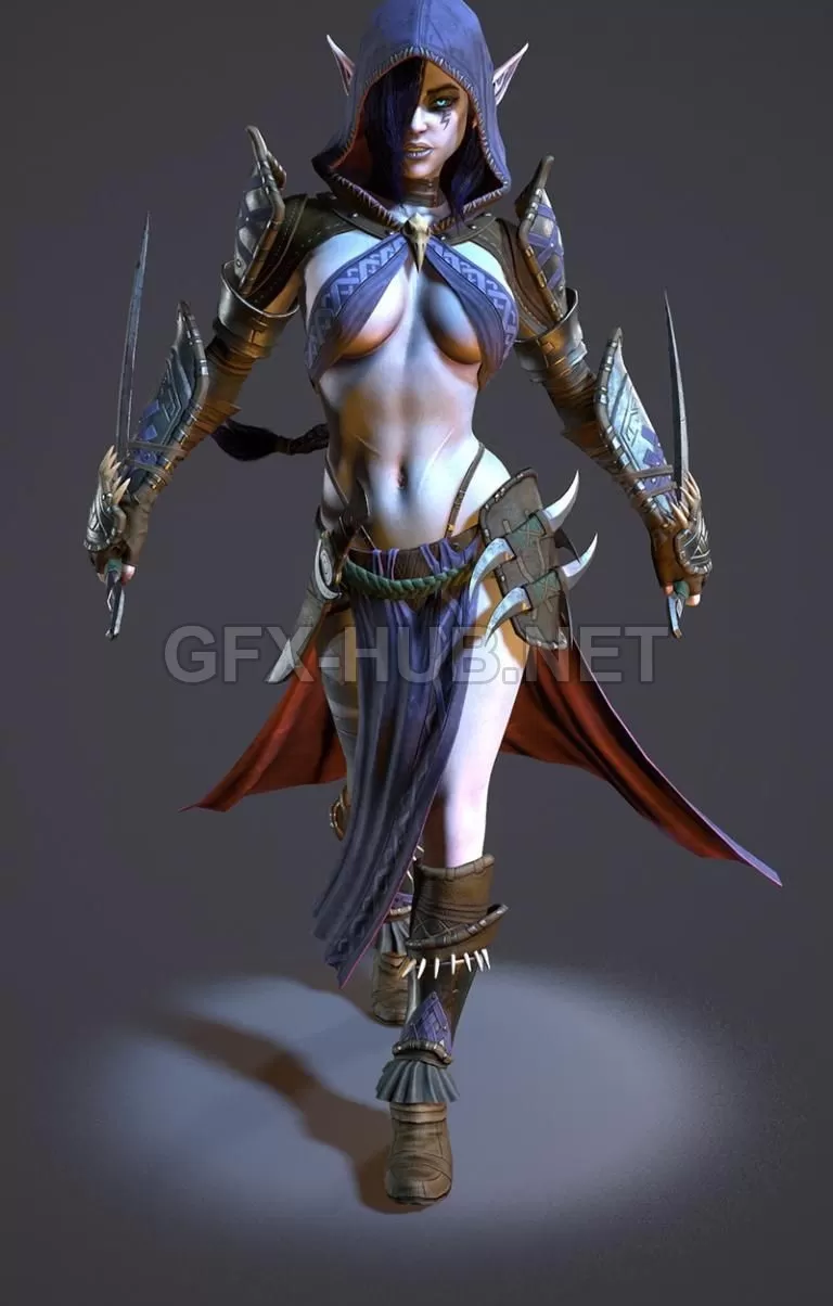 PBR Game 3D Model – Dark Elf Assassin PBR
