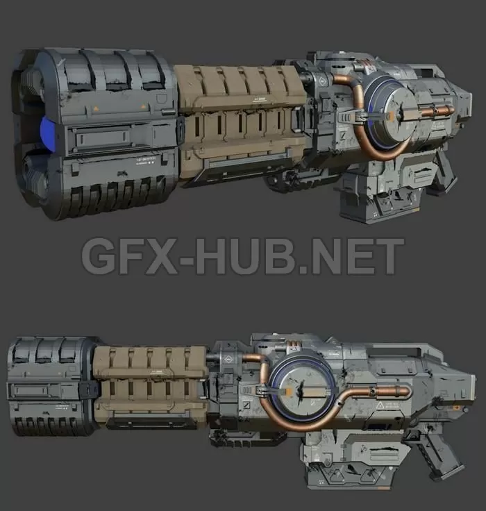 PBR Game 3D Model – DooM Classic Plasma Rifle