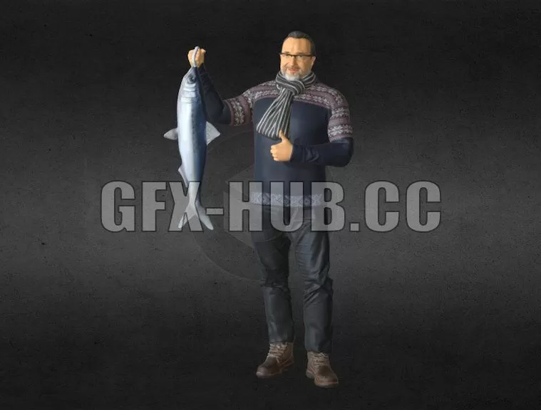 PBR Game 3D Model – Fisherman