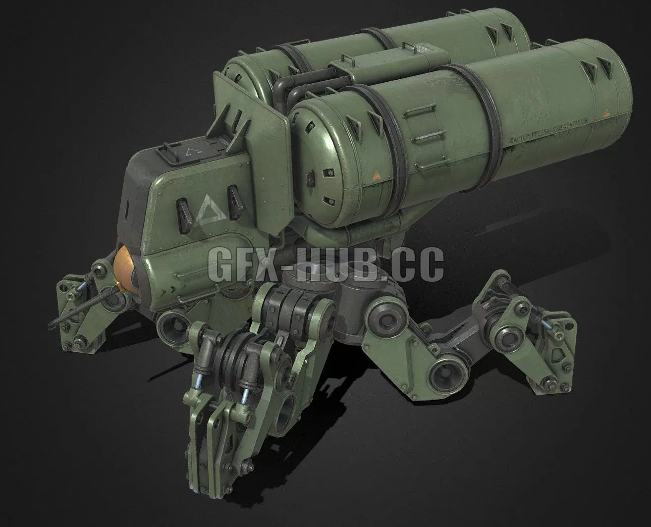 PBR Game 3D Model – Flamethrower Mech