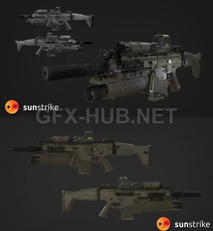 PBR Game 3D Model – FN Scar