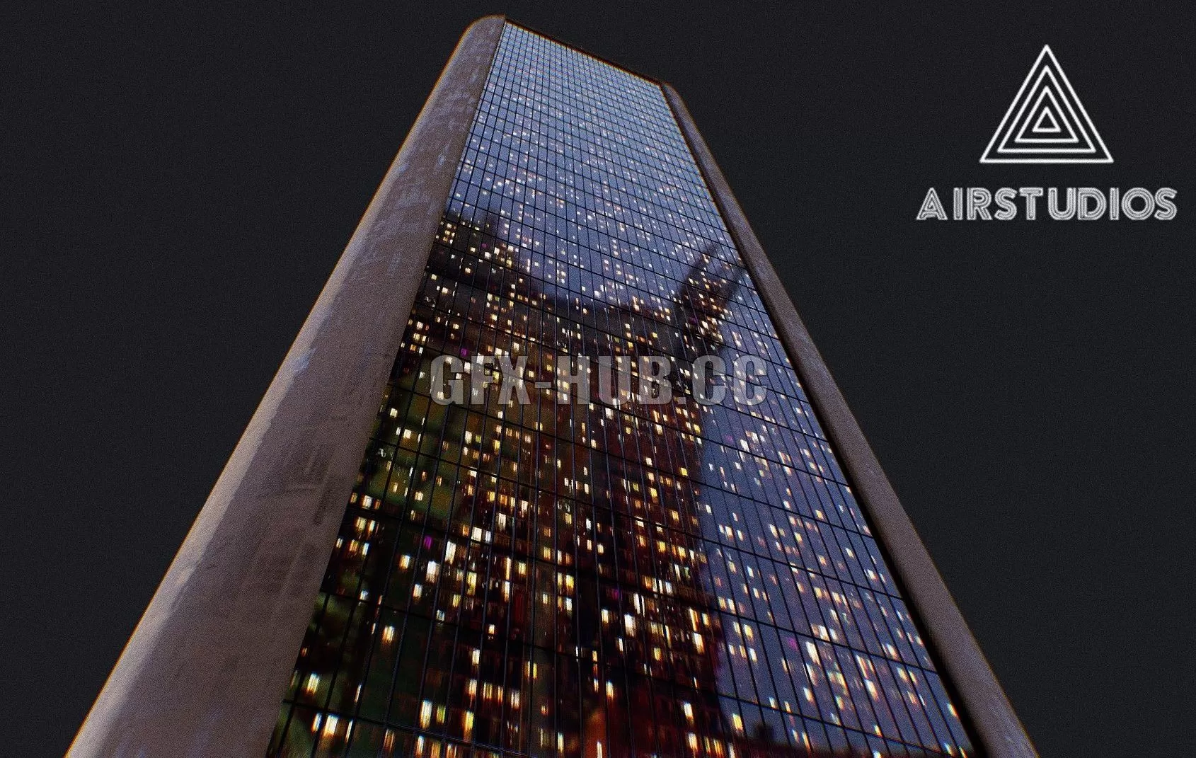 PBR Game 3D Model – Futuristic Sci-fi Skyscraper Building
