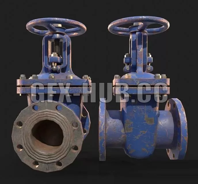 PBR Game 3D Model – Gate valve DU-100