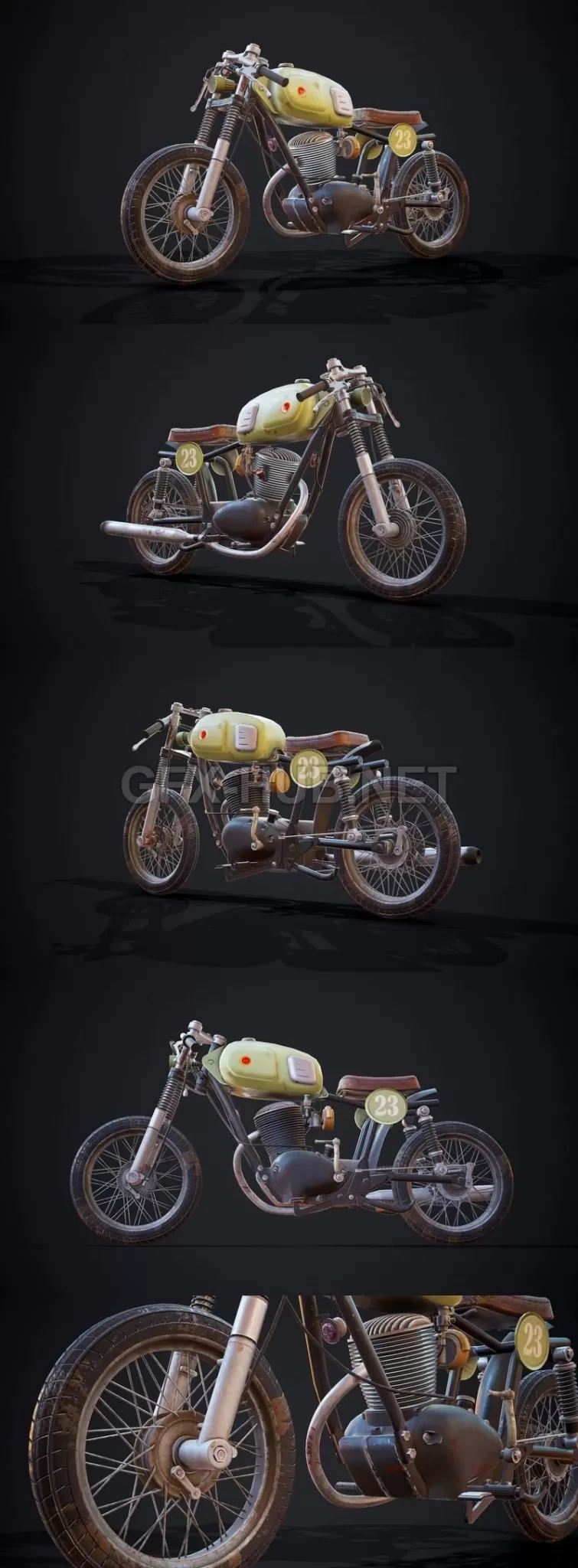 PBR Game 3D Model – Gilera 160SS Motorcycle