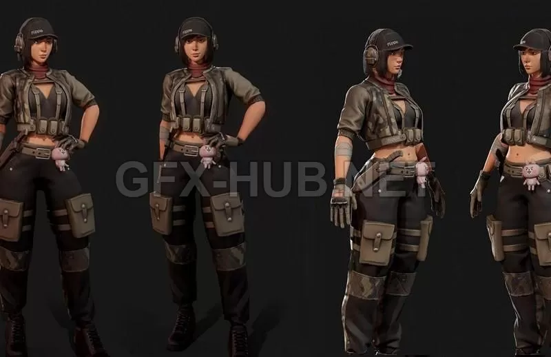 PBR Game 3D Model – Girl Character Aria
