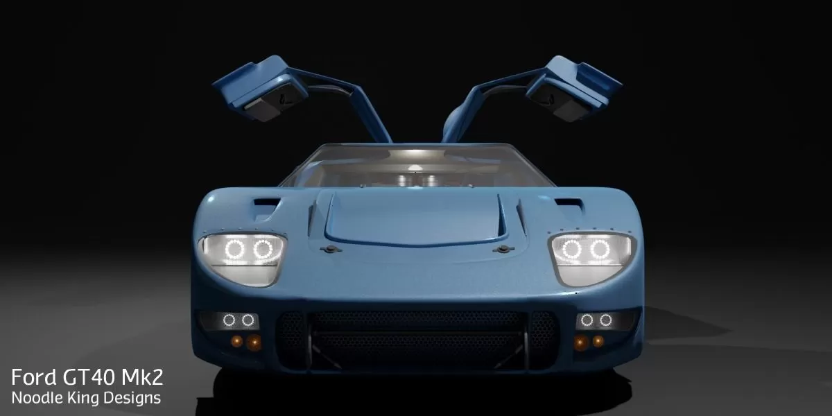 PBR Game 3D Model – GT40 with Full Interior and Engine