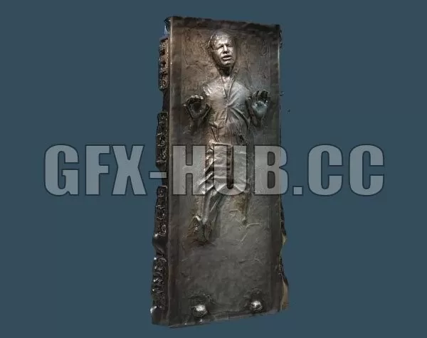 PBR Game 3D Model – Han Solo in Carbonite 3D Scan