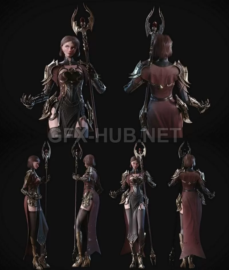 PBR Game 3D Model – Knight girl