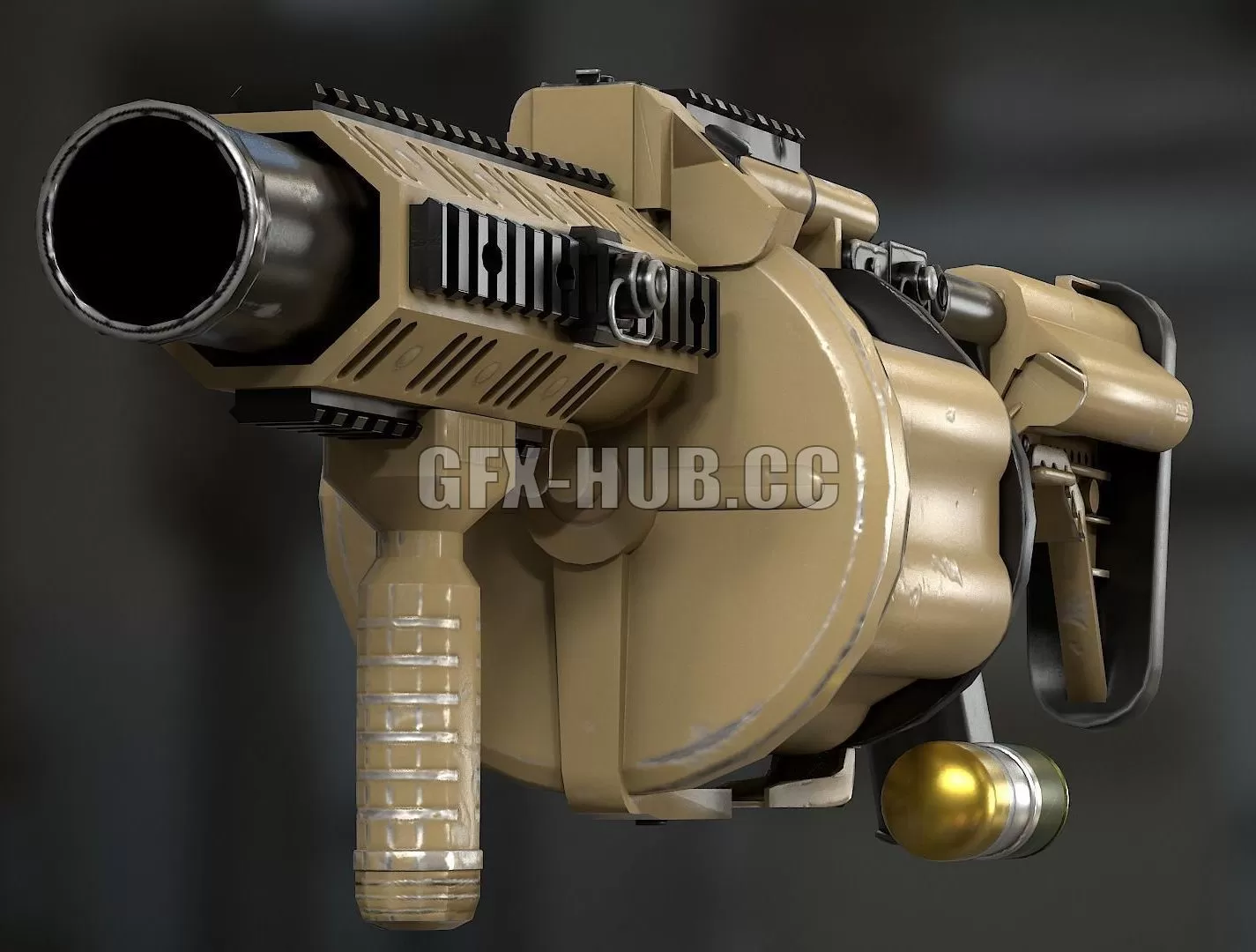 PBR Game 3D Model – M32 grenade launcher low poly