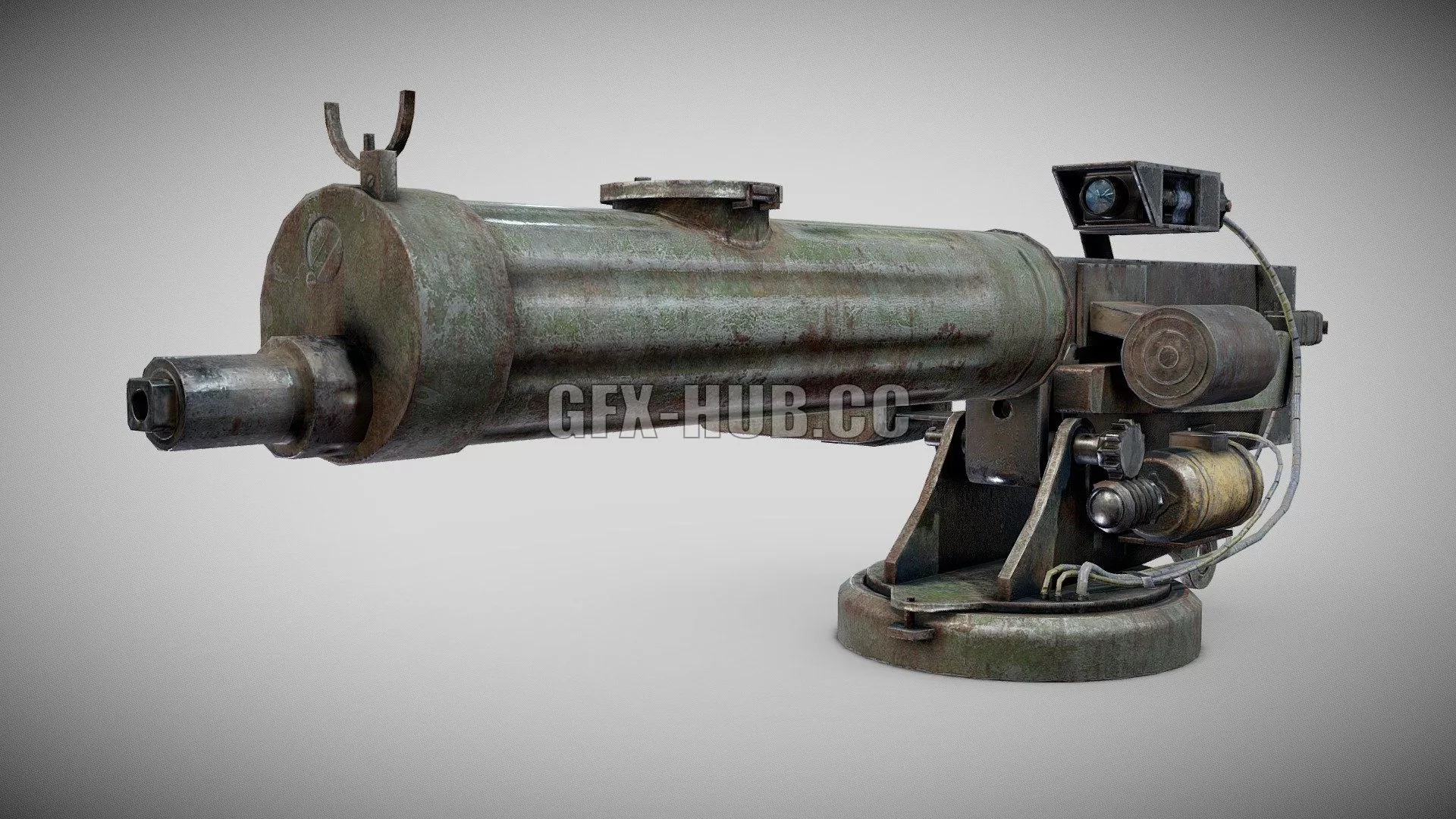PBR Game 3D Model – Machinegun post-apocalypse turret Maxim