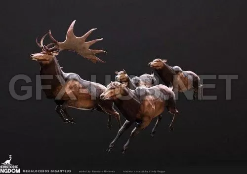 PBR Game 3D Model – Megaloceros giganteus