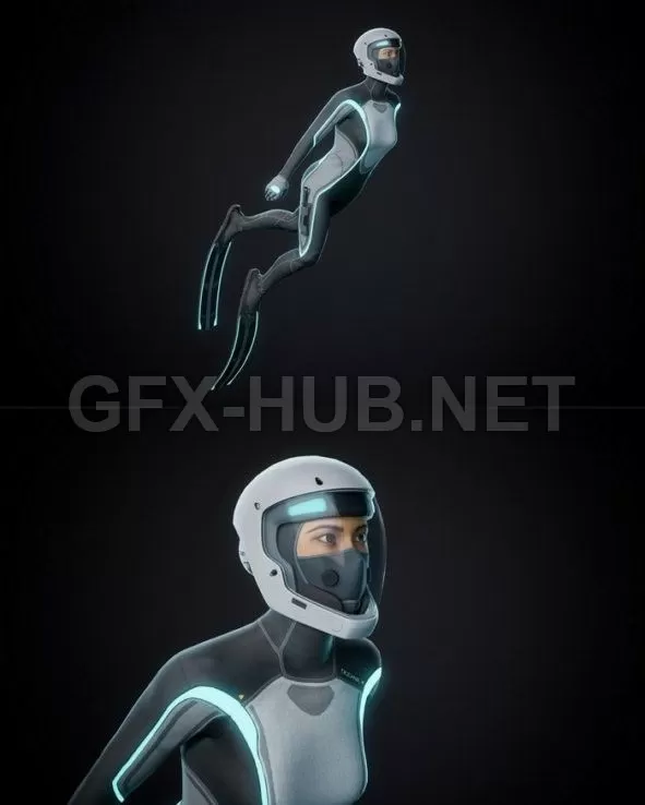 PBR Game 3D Model – Mirai Dive Suit