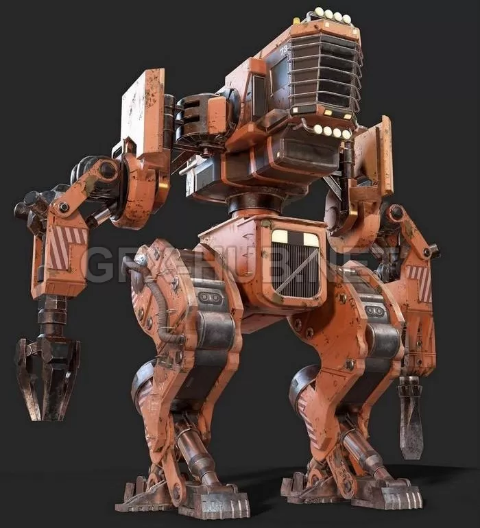 PBR Game 3D Model – Old mining mech