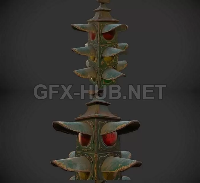 PBR Game 3D Model – Old Traffic Light