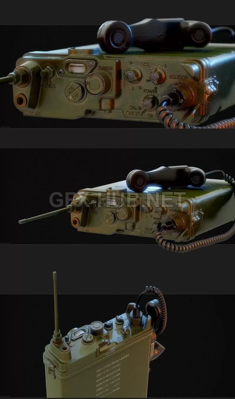 PBR Game 3D Model – PRC-10 military radio
