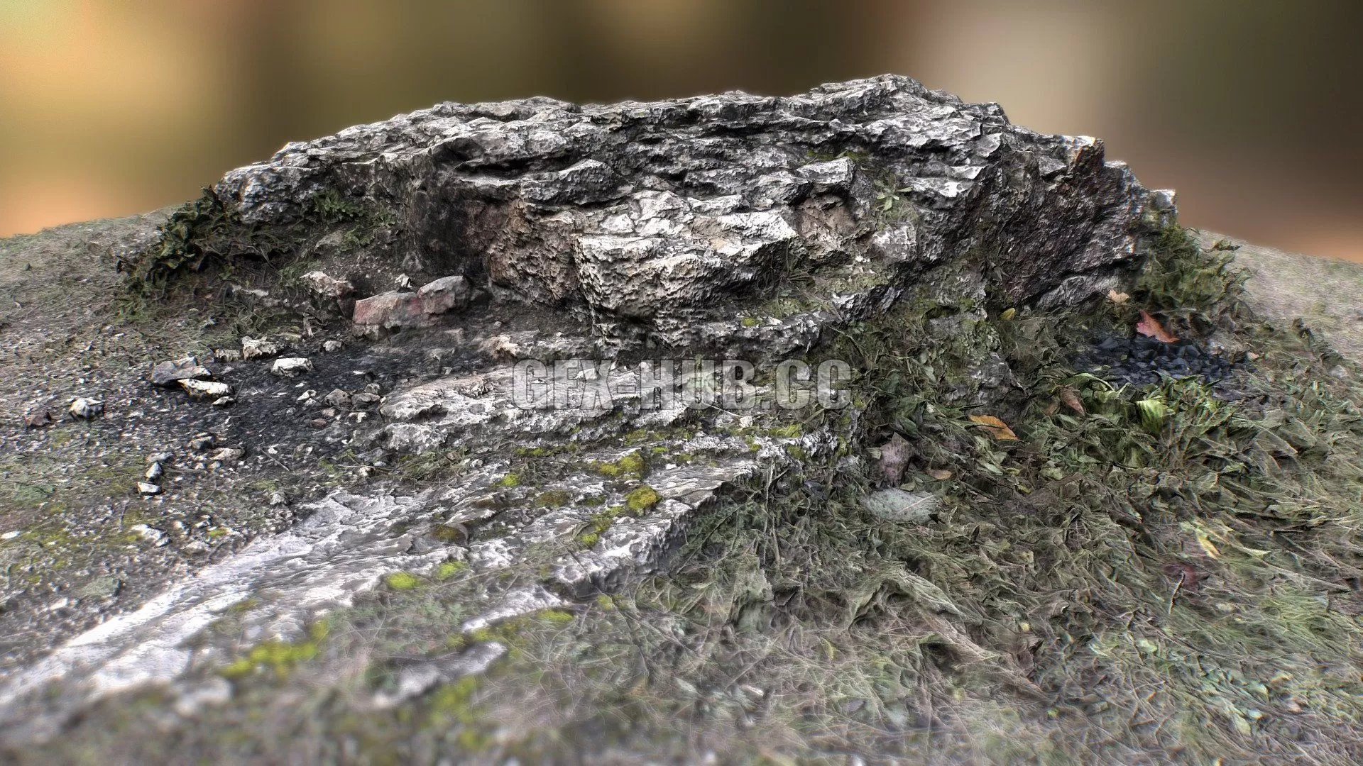 PBR Game 3D Model – Protruding white rock 1