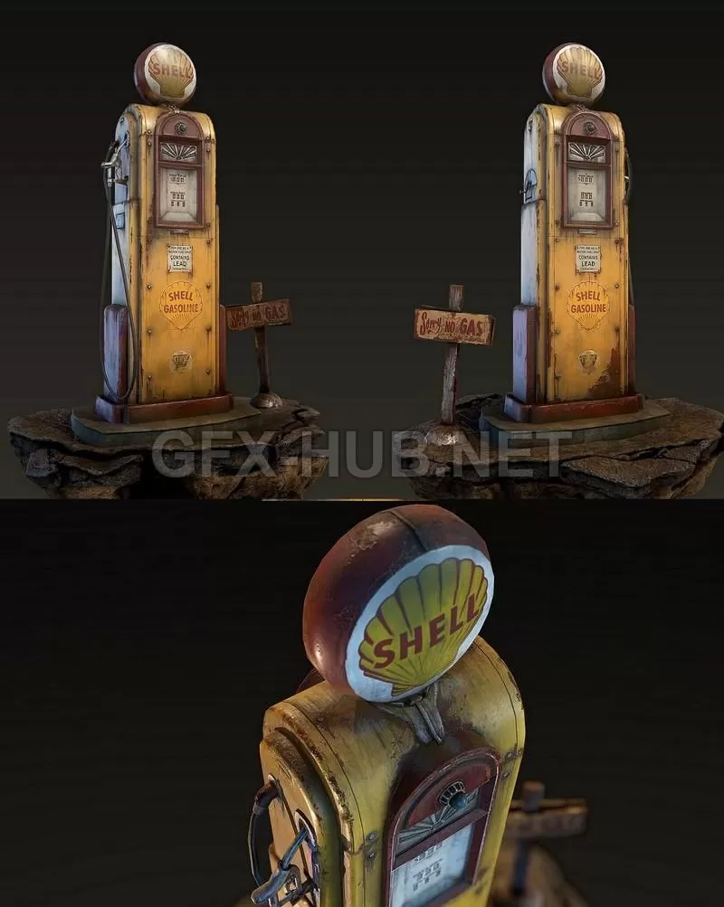 PBR Game 3D Model – Retro Gas Pump