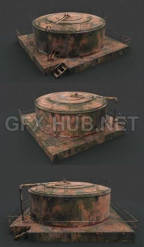 PBR Game 3D Model – Rusted liquid storage