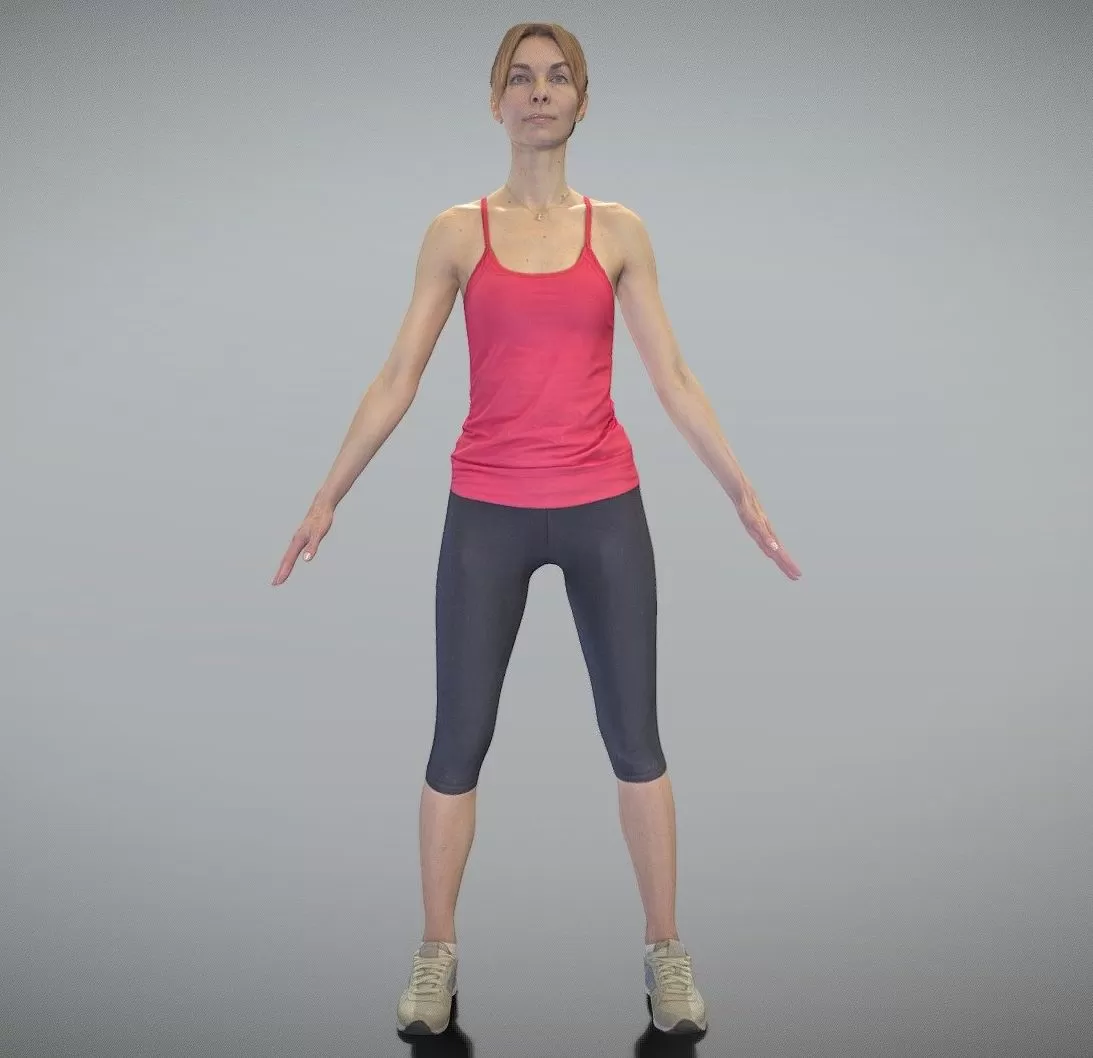 PBR Game 3D Model – Slim sporty woman in A-pose 312