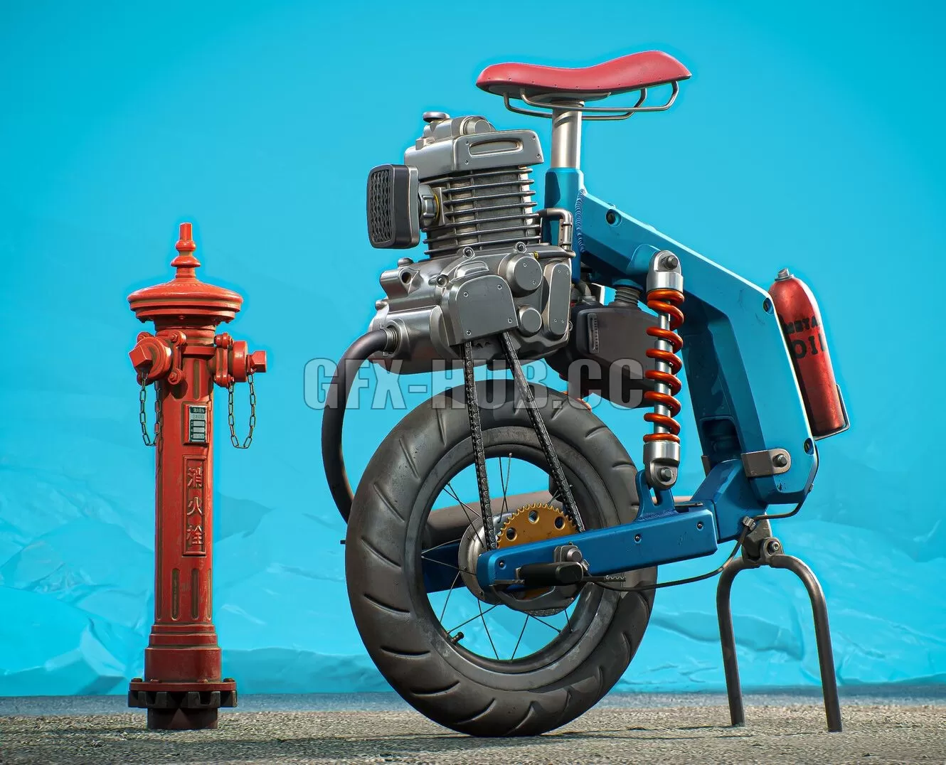 PBR Game 3D Model – Unicycle with motor PBR