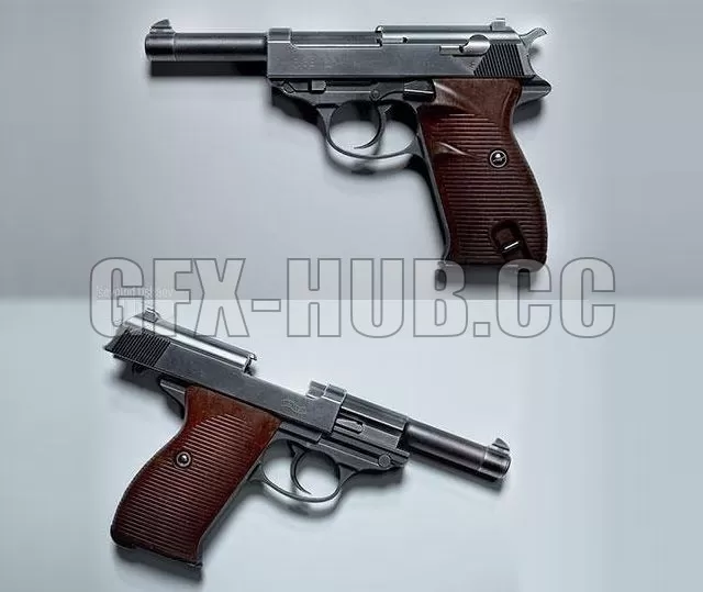 PBR Game 3D Model – Walther P38 pistol