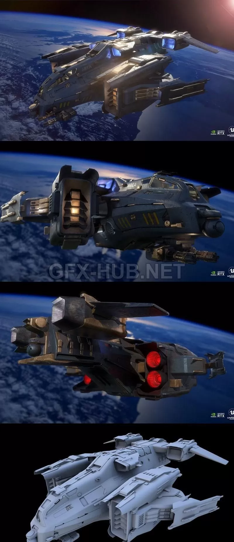 PBR Game 3D Model – Y-30 Space fighter