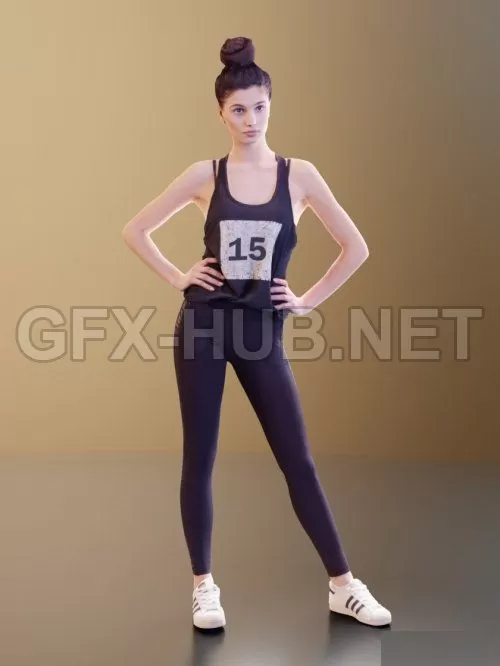 PBR Game 3D Model – Young Girl Standing Scanned