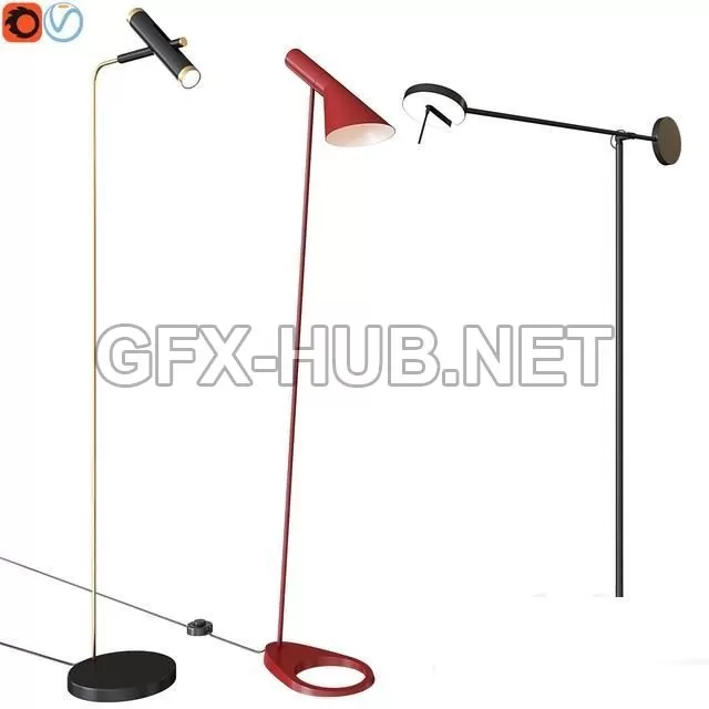 FURNITURE 3D MODELS – A set of floor lamps. Favorite. Louis Poulsen GROK
