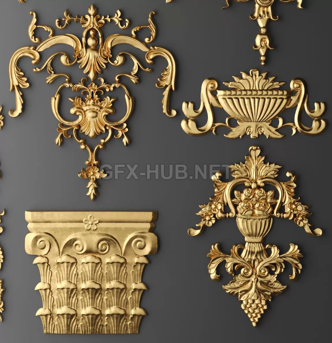 FURNITURE 3D MODELS – A set of stucco decors