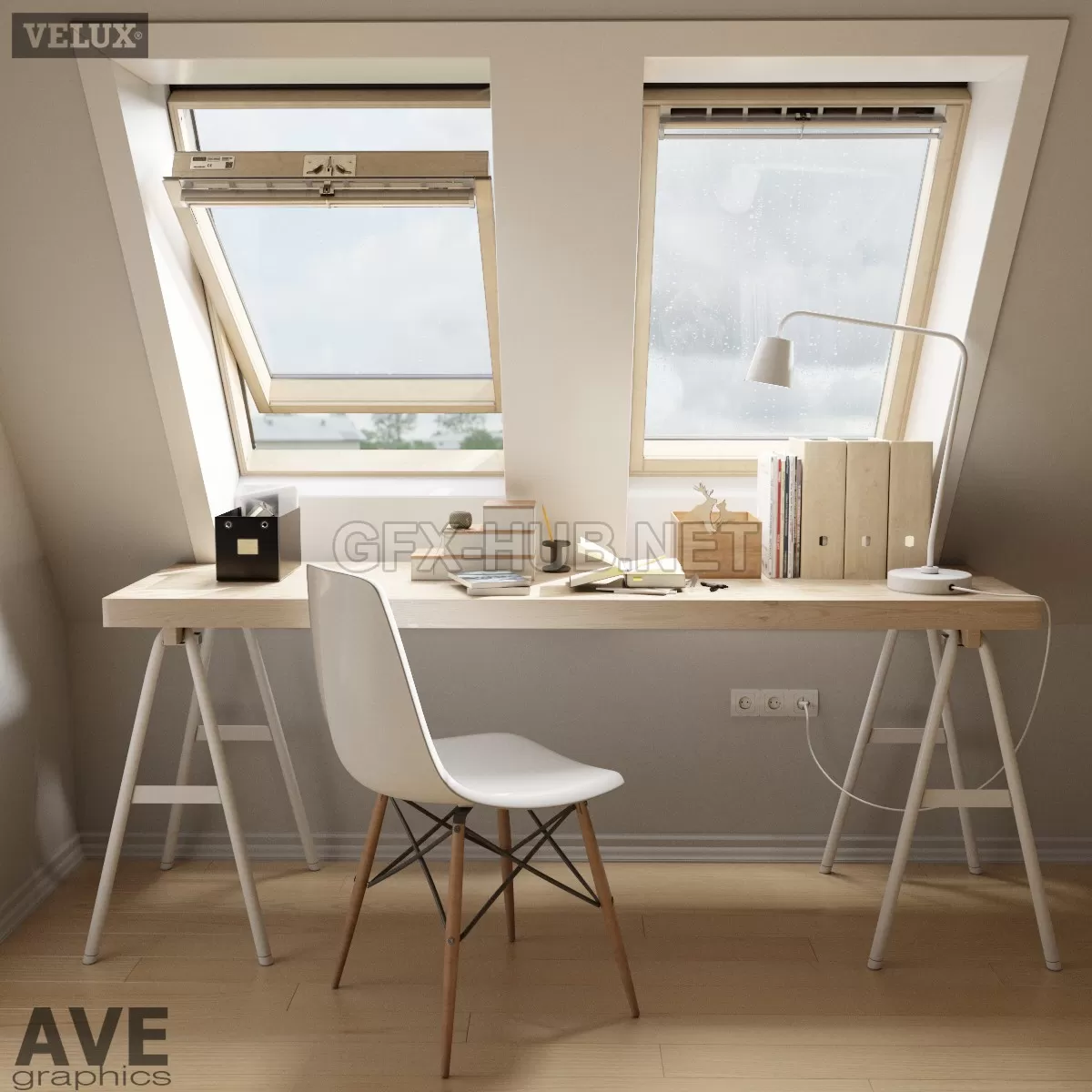 FURNITURE 3D MODELS – AVE mansard VELUX windows set