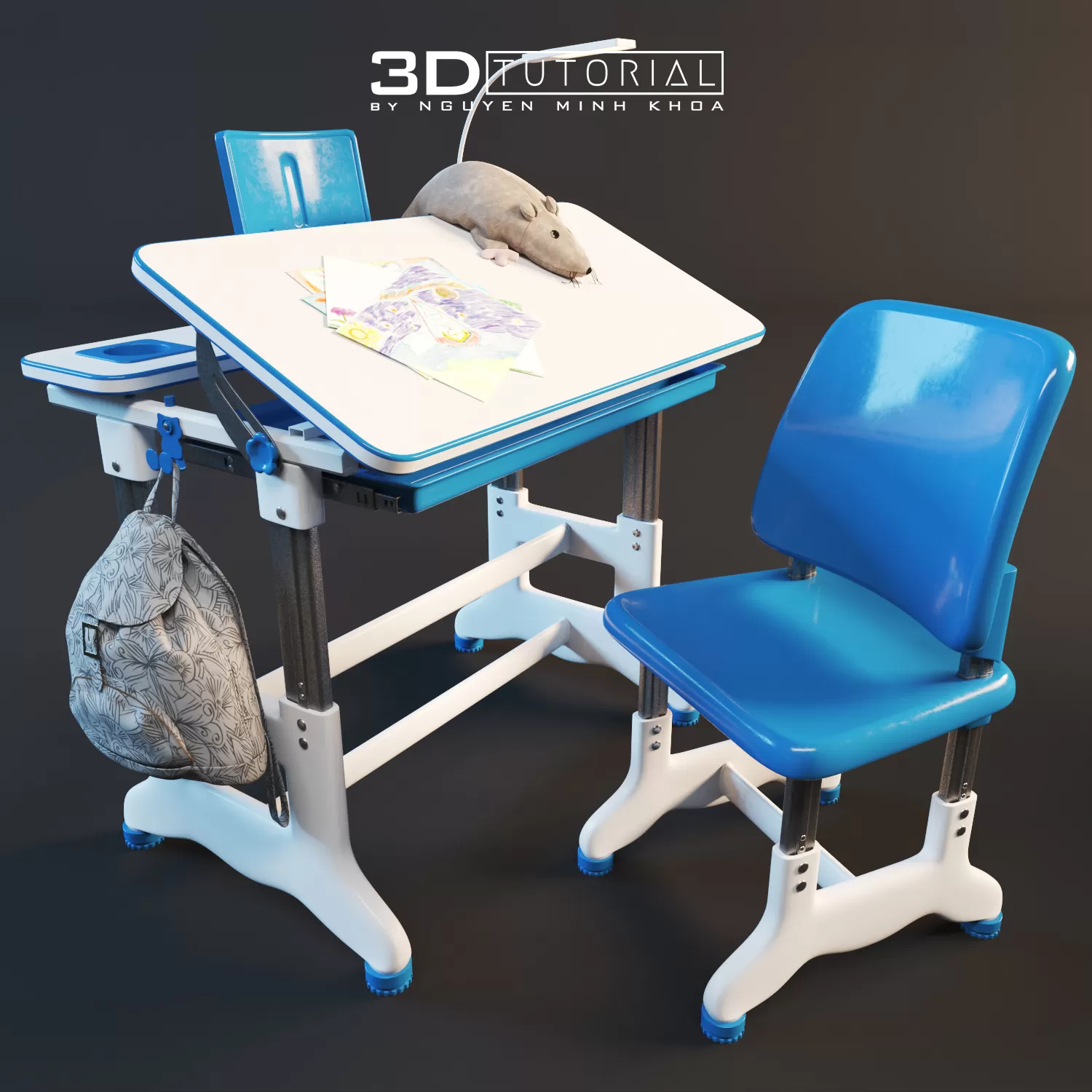 FURNITURE 3D MODELS – Bàn học trẻ em modelbyNguyenMinhKhoa