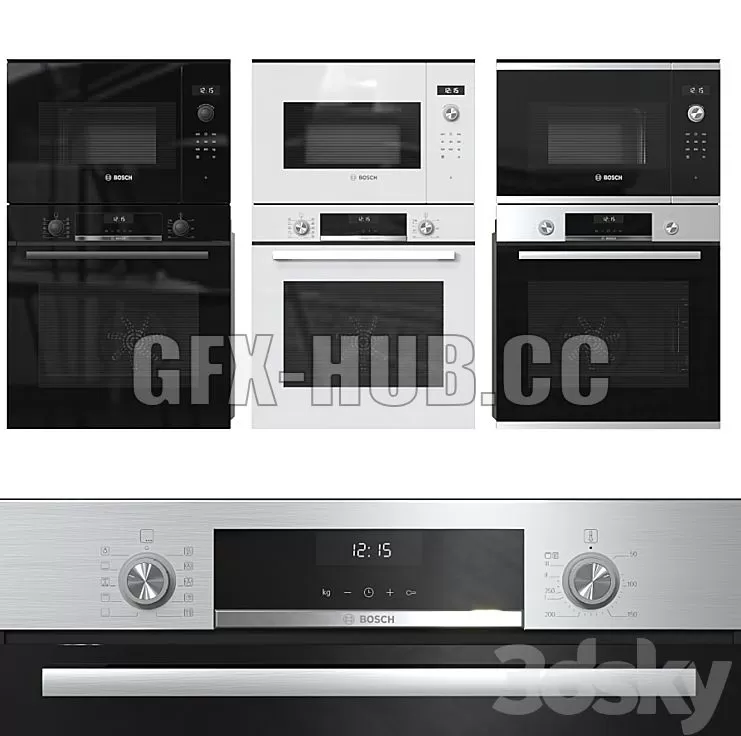 FURNITURE 3D MODELS – Bosch ovens and microwaves set